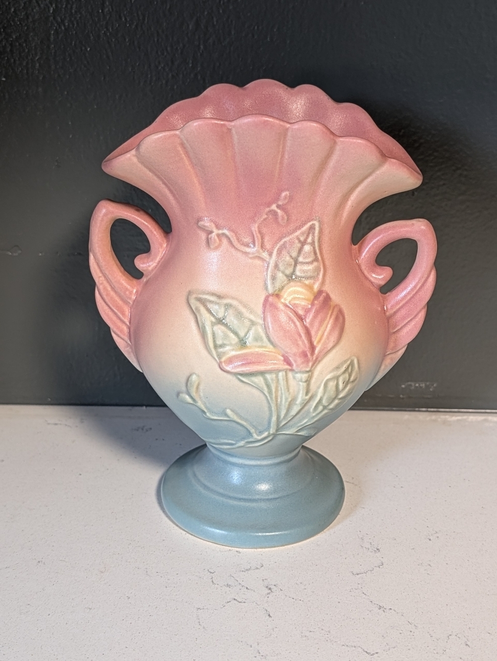 Vintage Hull Pottery Pastel Pink and Blue Floral Ceramic Vase, Perfect Gift